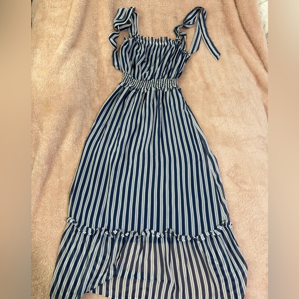 🟡🟡Who What Wear Navy and White Striped Dress